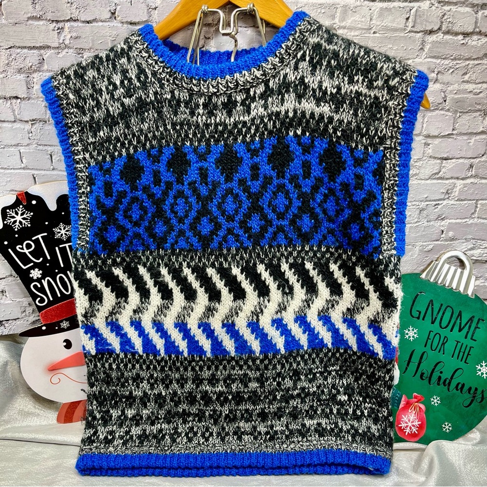 Geometric Winter Grannycore Vintage 1980s Sweater - COMPOSITIONS size M